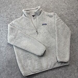Patagonia Sweater Womens Large Gray Sherpa High Pile Fleece 1/4 Zip Pullover